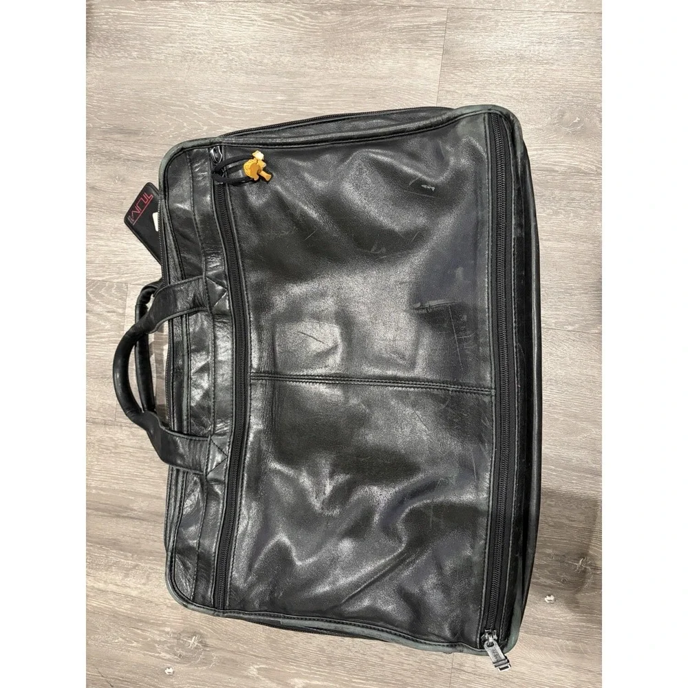 TUMI Alpha Leather Laptop Briefcase - 9674D3 - Black Travel Bag
